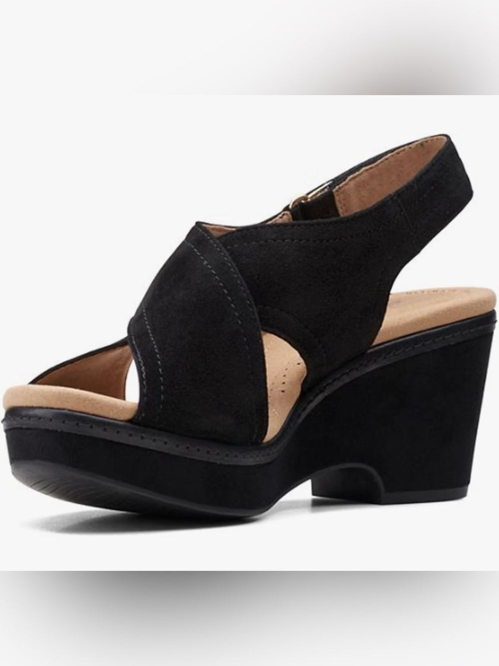 Clark’s Women's Black Suede Platform Slingback Sandals